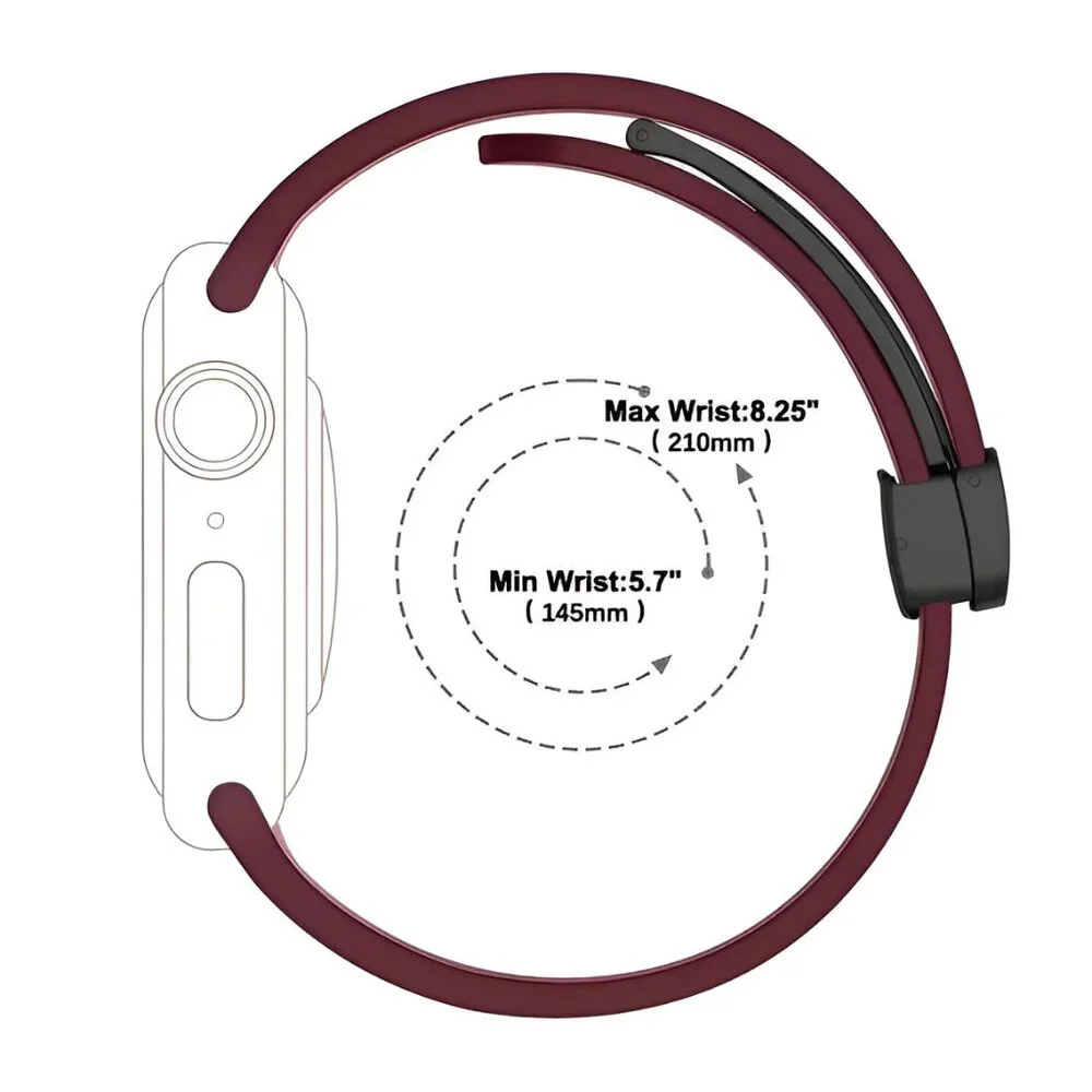 Apple Watch Band Waterproof Magnetic Adjustable Stylish Strap Watch Band WineRed